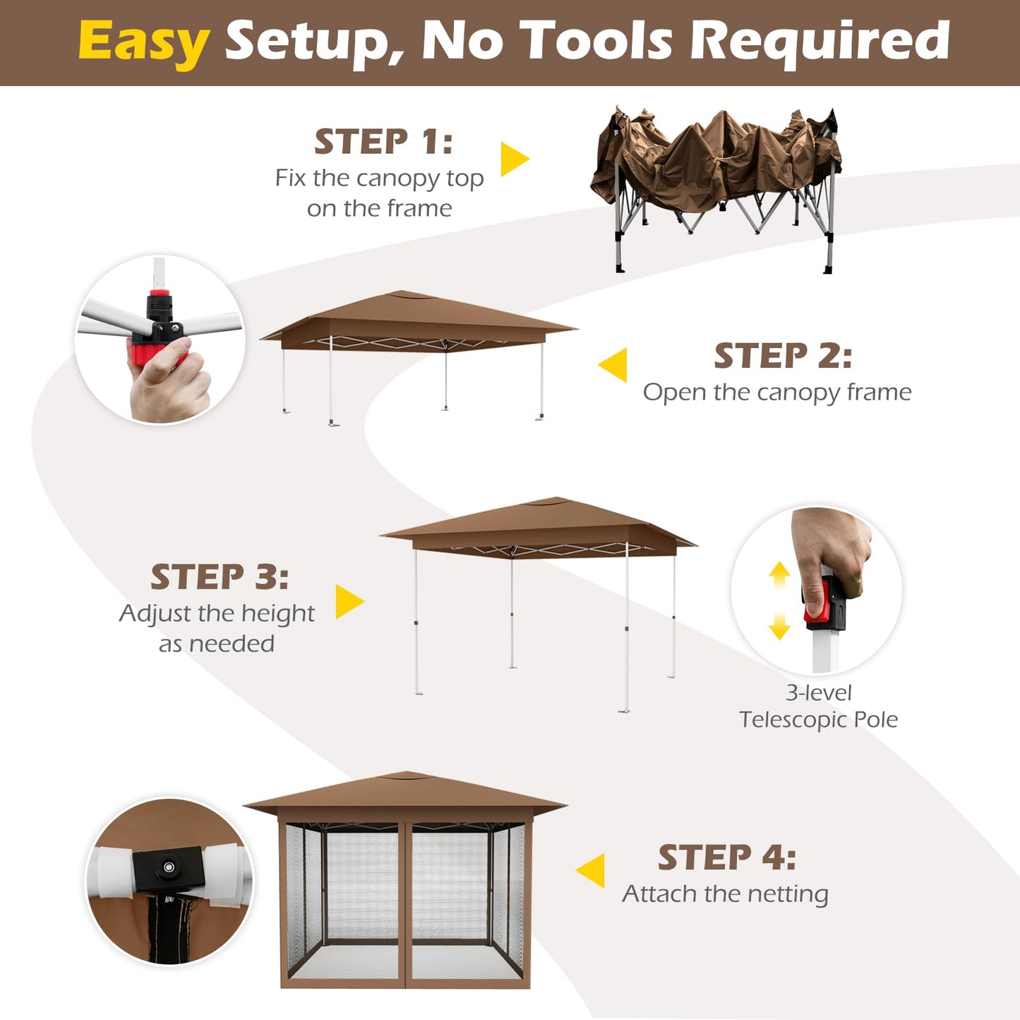 Tangkula 11.5x11.5 FT Pop Up Gazebo Heavy-Duty Metal Frame