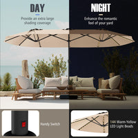 Tangkula 15.5 FT Extra-Large Patio Umbrella w/LED Solar Lights