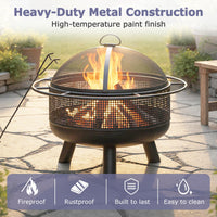 Tangkula 24 Inch Heavy-Duty Metal Fire Pit for Outside Wood Burning for Camping Bonfire