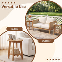 Tangkula Outdoor 2-Tier Eucalyptus Wood Side Table(1/2)