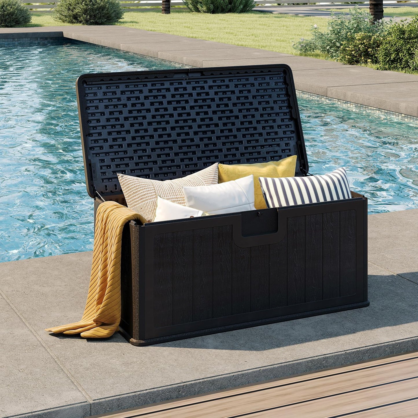 Tangkula 100 Gallon Outdoor Storage Box for Garden Tools