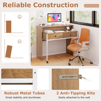 Tangkula Extendable Computer Desk with 2 Storage Drawers