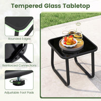 Tangkula 3 Piece Outdoor Rocking Bistro Set | Porch Rocker Chairs with Tempered Glass Table