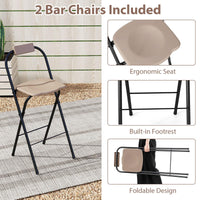 Tangkula 3 Piece Patio Bar Set with Awning for Patio Poolside Garden Backyard