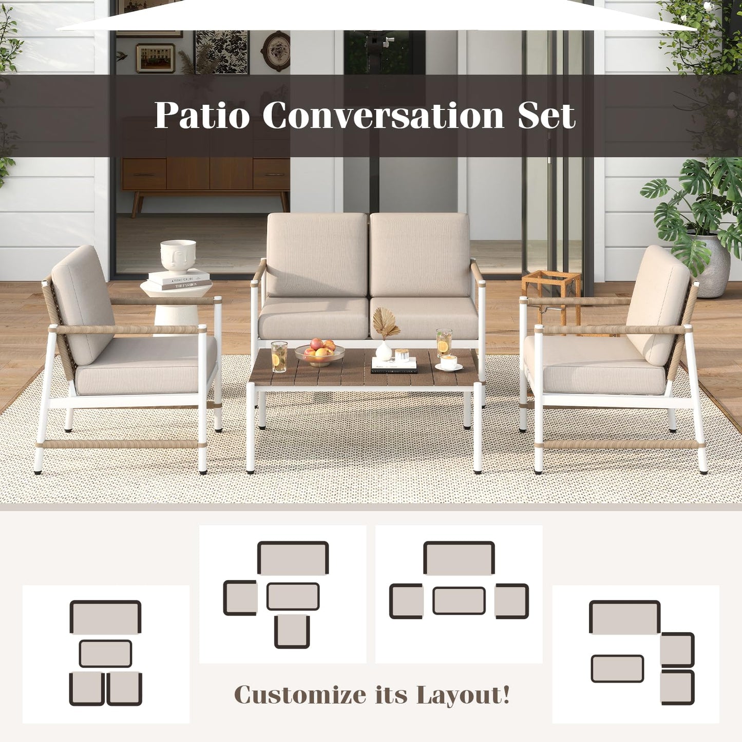Tangkula 8 Pieces Patio Furniture Set with Thick Cushions