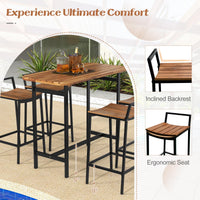 Tangkula 5 Piece Acacia Wood Bar Table Set