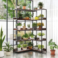 Tangkula Large Corner Bookshelf 90 Degrees 5-Tier Industrial Wood Open Corner Bookcase