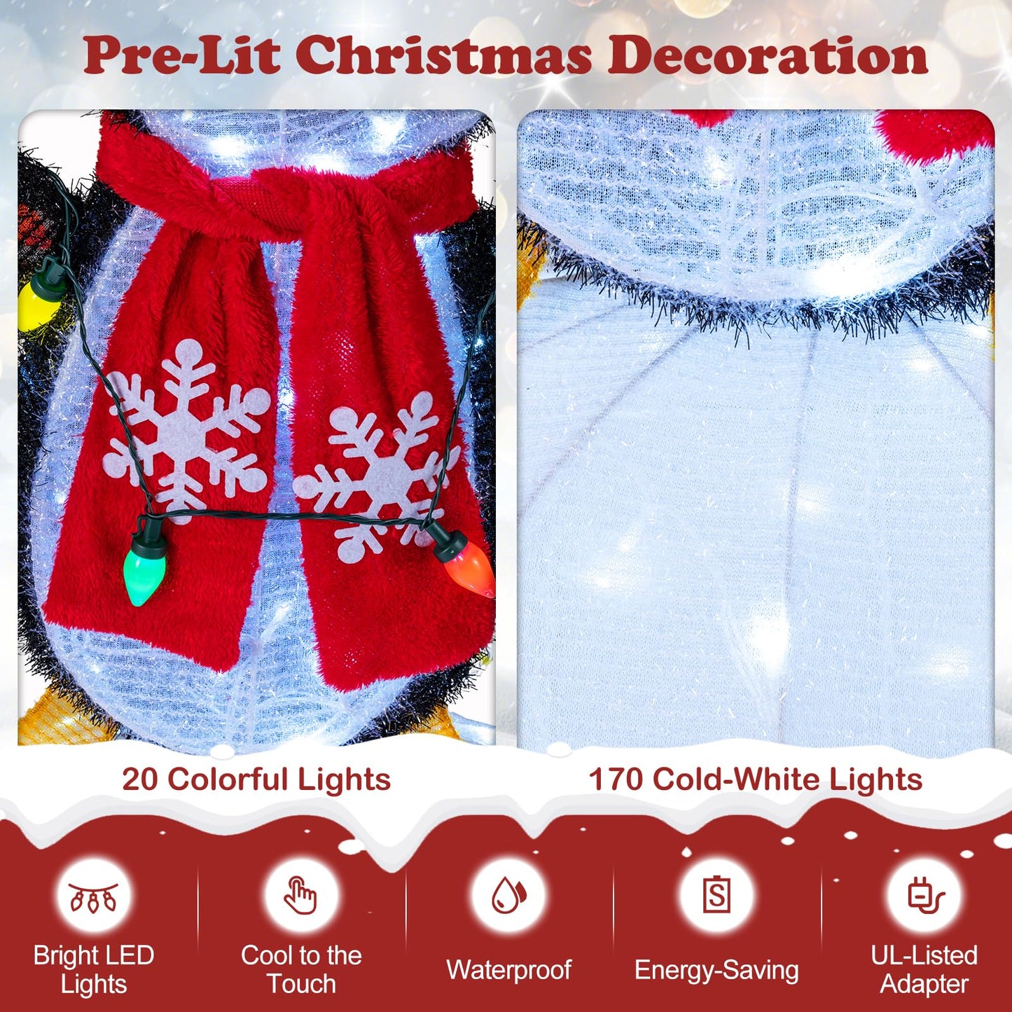 Tangkula Lighted Christmas Penguins & Igloo Decorations