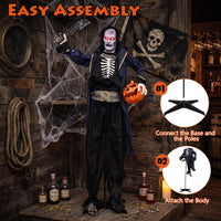 Tangkula 6 FT Animated Halloween Vampire Pirate Decoration with Pop-up Head