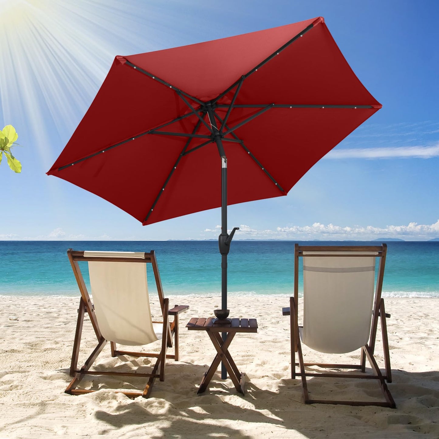 Tangkula 7.5 ft Solar LED Patio Umbrella