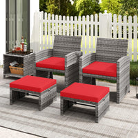Tangkula 2 Pieces Patio PE Rattan Ottomans