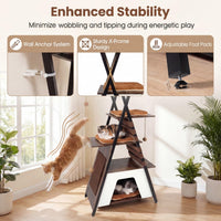 Tangkula 73 Inch Tall Modern Wood Cat Tree with Scratching Pad