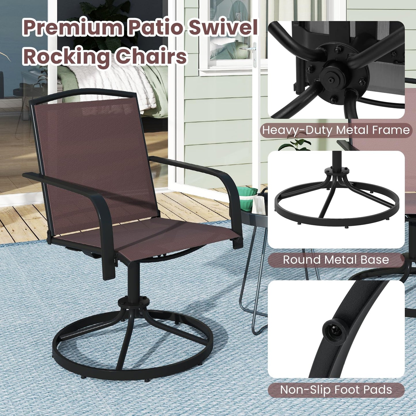 Tangkula Outdoor Swivel Chairs Set with High Back