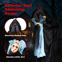 Tangkula 7.2 FT Animated Halloween Standing Devil Catching Doll Decorations