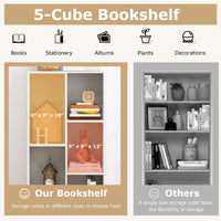 Tangkula 5-Cube Bookshelf, 41”H Floor Bookcase with 2 Anti-Tipping Kits