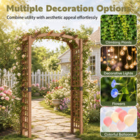 Tangkula 90" Wood Garden Arch Trellis for Backyard Lawn Patio Garden Entrance