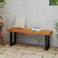 Tangkula 48" Long Patio Dining Bench with Metal Legs
