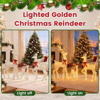 Tangkula 3-Piece Christmas Lighted Reindeer Family Set