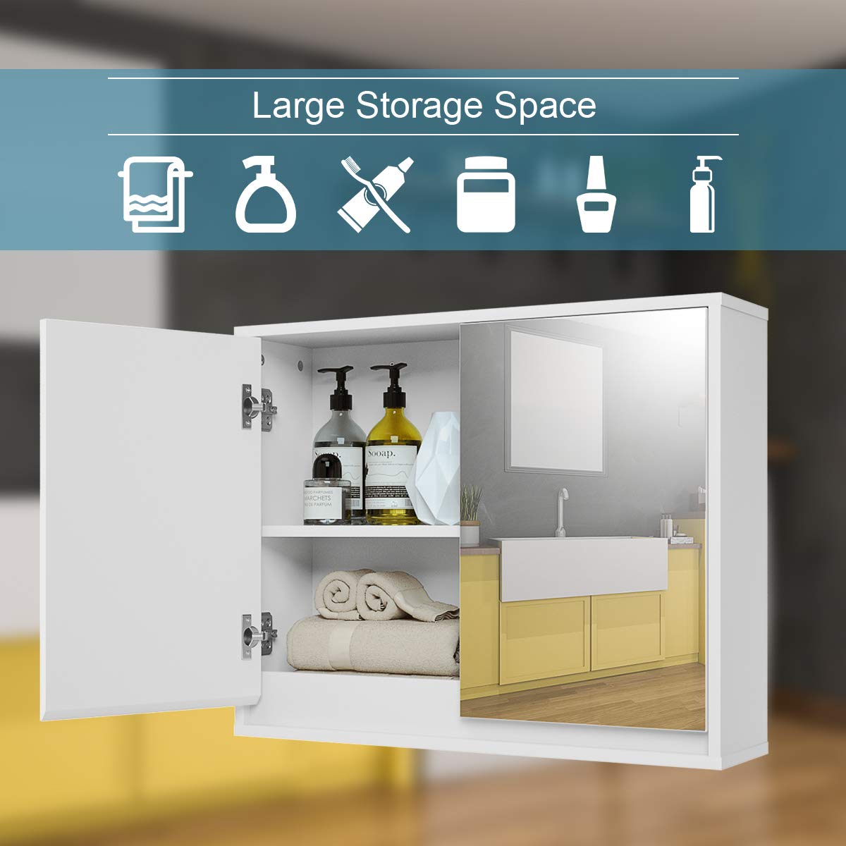 2-Tier Wall-Mounted Storage Cabinet - Tangkula