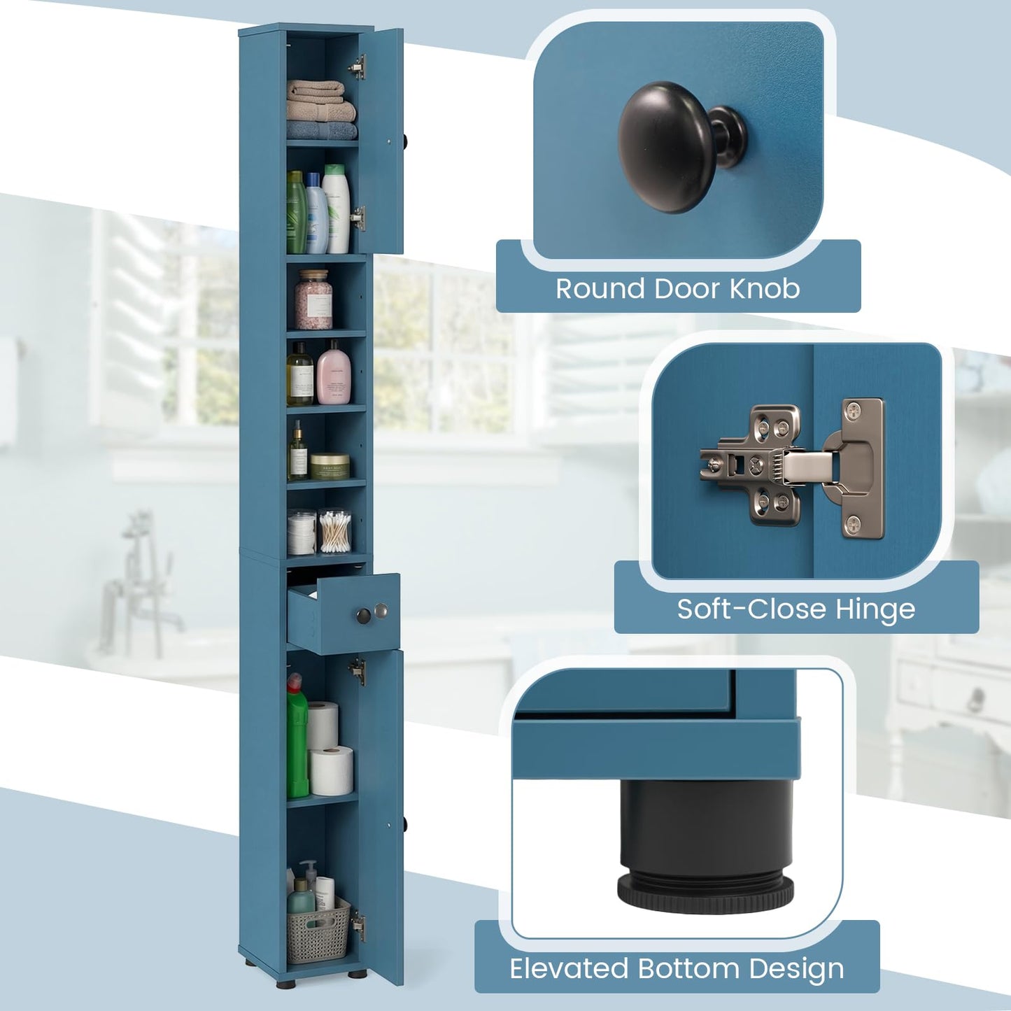 Tangkula Tall Slim Bathroom Storage Cabinet