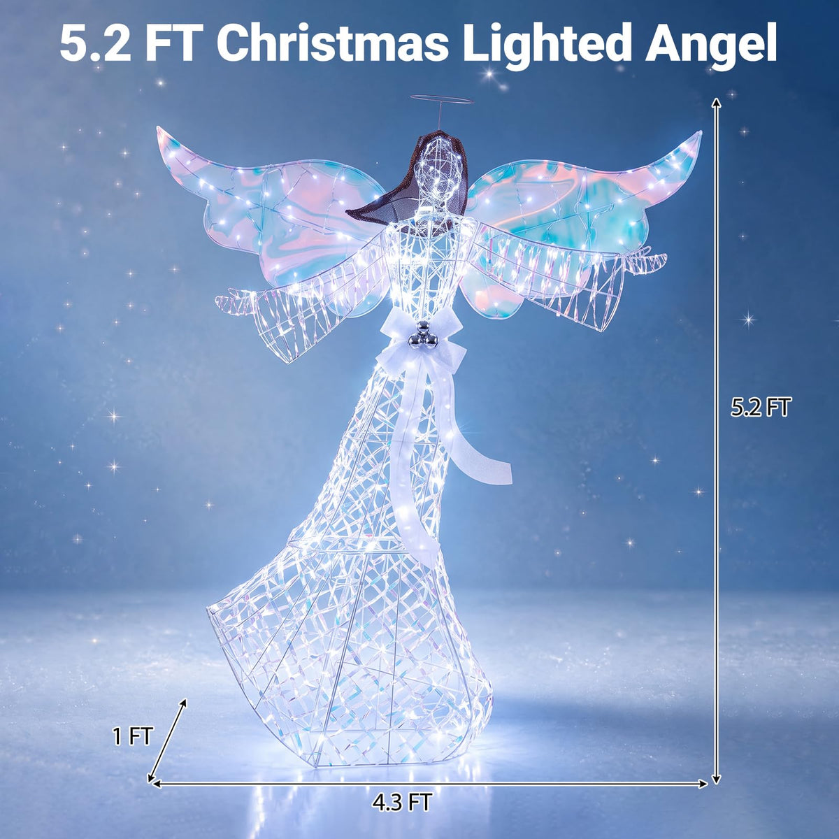 Tangkula 5.2 FT Christmas Lighted Iridescent Angel