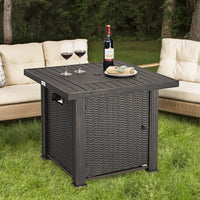 Tangkula 30 Inch Fire Pit Table with Removable Lid