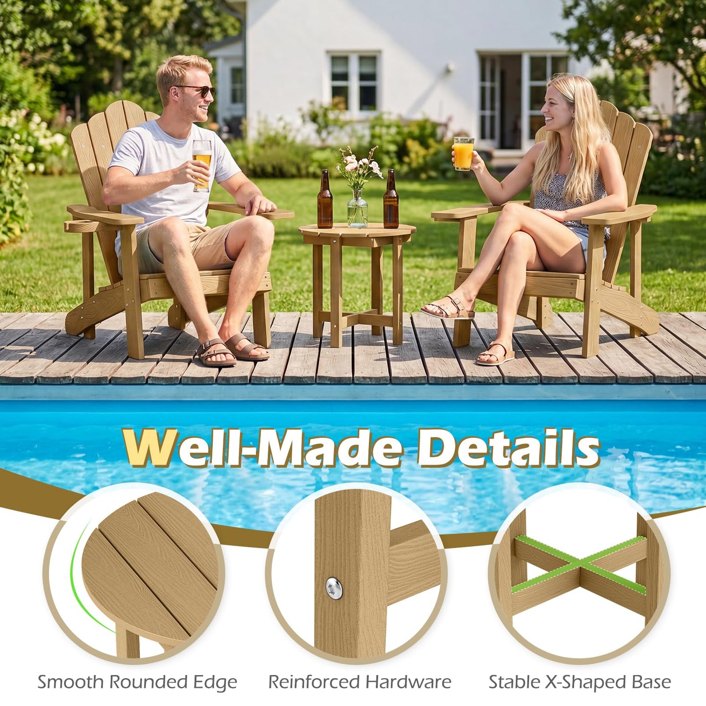 Tangkula Outdoor Side Table HIPS Adirondack Side Table(1/2)