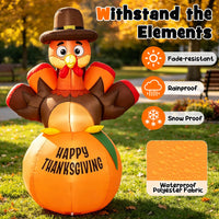 Tangkula 6 ft Happy Thanksgiving Inflatable Turkey Yard Decoration