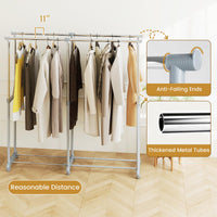 Tangkula Extendable Double Rods Garment Rack for Bedroom & Laundry