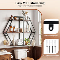 Tangkula 3-Tier Geometric Bookcase with 4 S-Shaped Hooks & Heavy Duty Metal Frame
