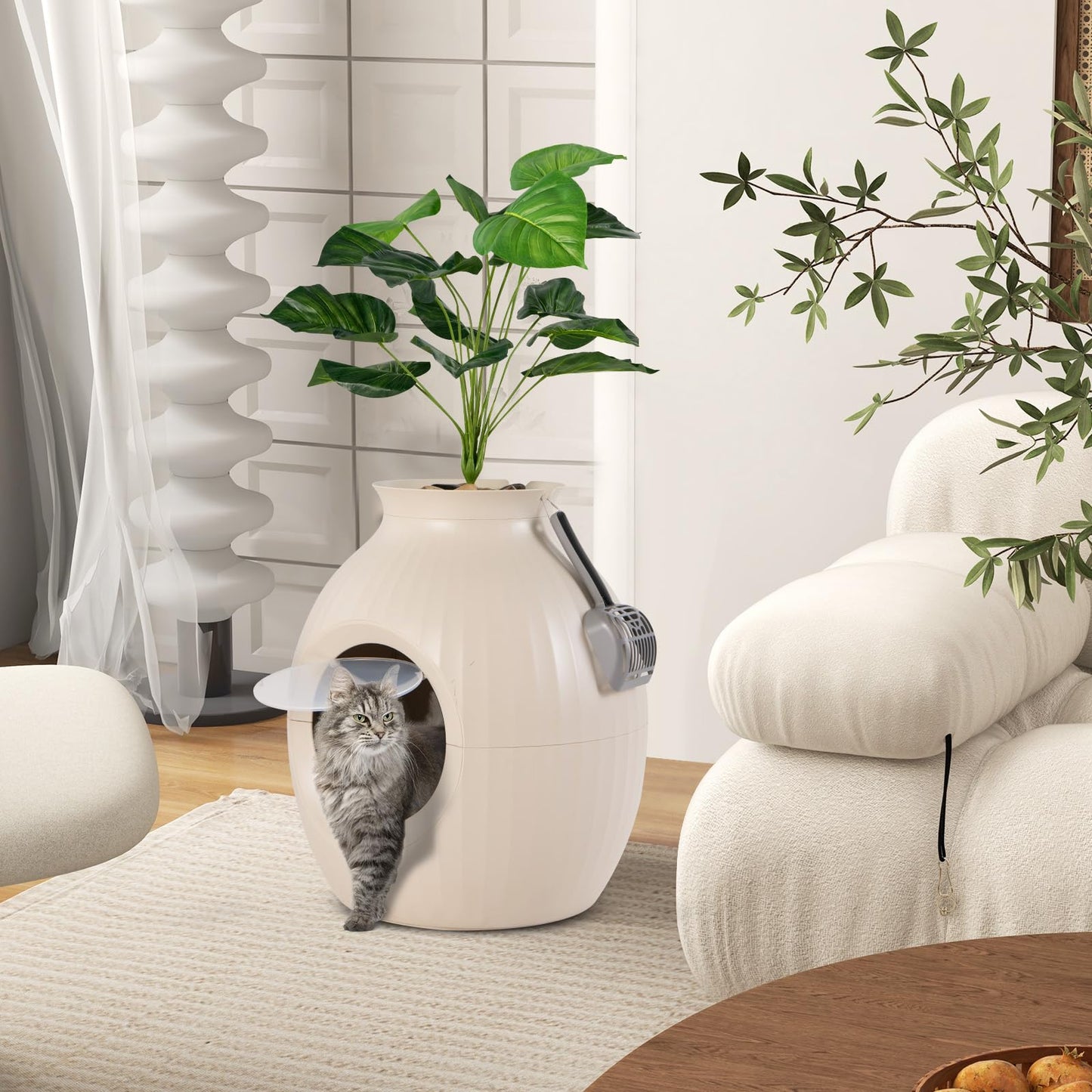 Tangkula Hidden Litter Box Plant, Cat Litter Box Enclosure Furniture with Odor Removal System