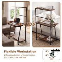 Chariot de bureau roulant Tangkula avec plateau de clavier