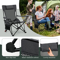 Tangkula Reclining Camping Chair with Removable Footrest