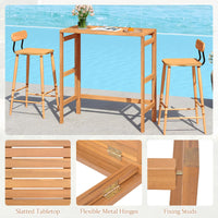 Table de bar pliante d'extérieur en bois d'acacia Tangkula