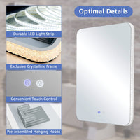 Tangkula 80CMx60CM Mirror with LED Lights with Dimmable 3 Color Temperatures