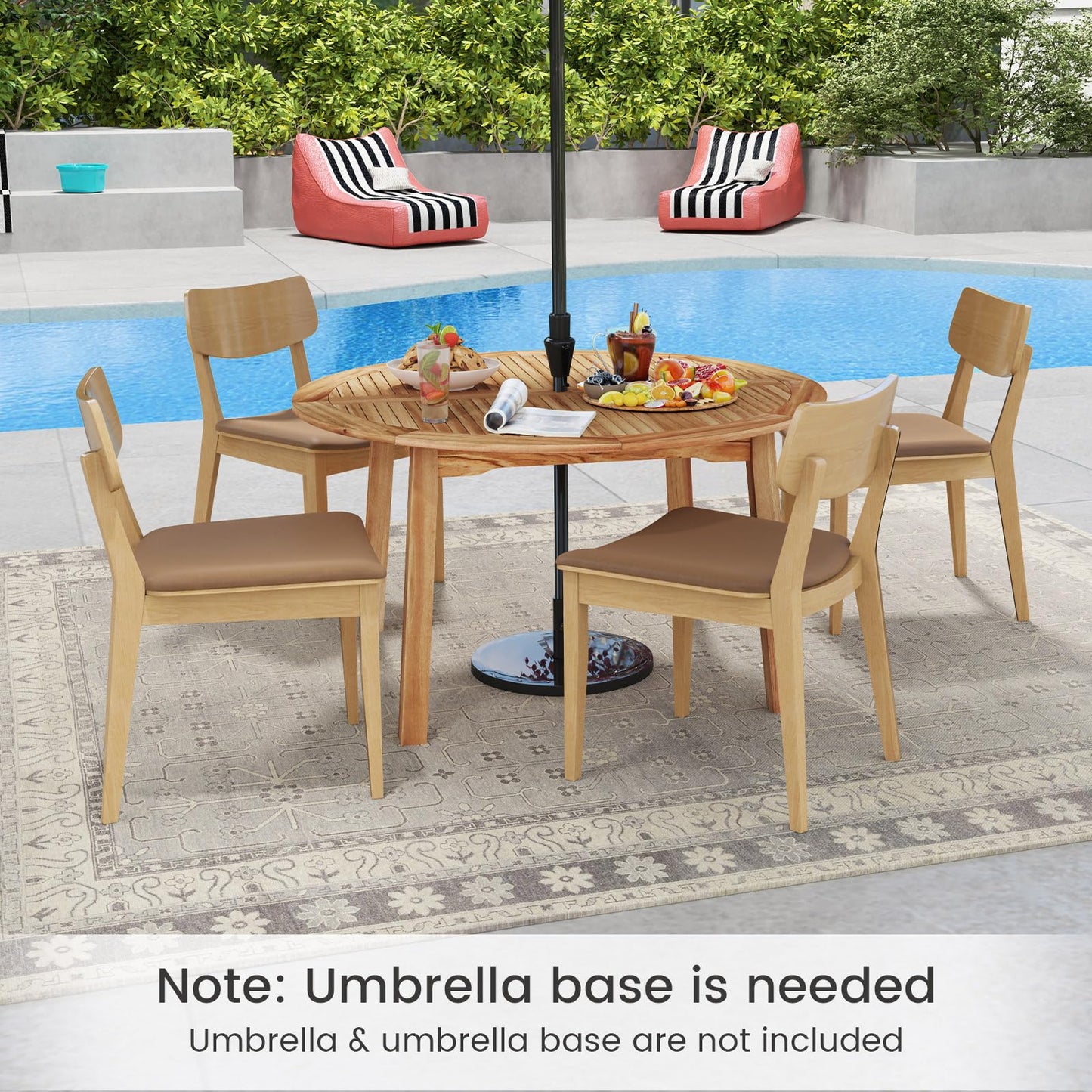 Table à manger ronde Tangkula d'extérieur pour 4 à 6 personnes pour le jardin