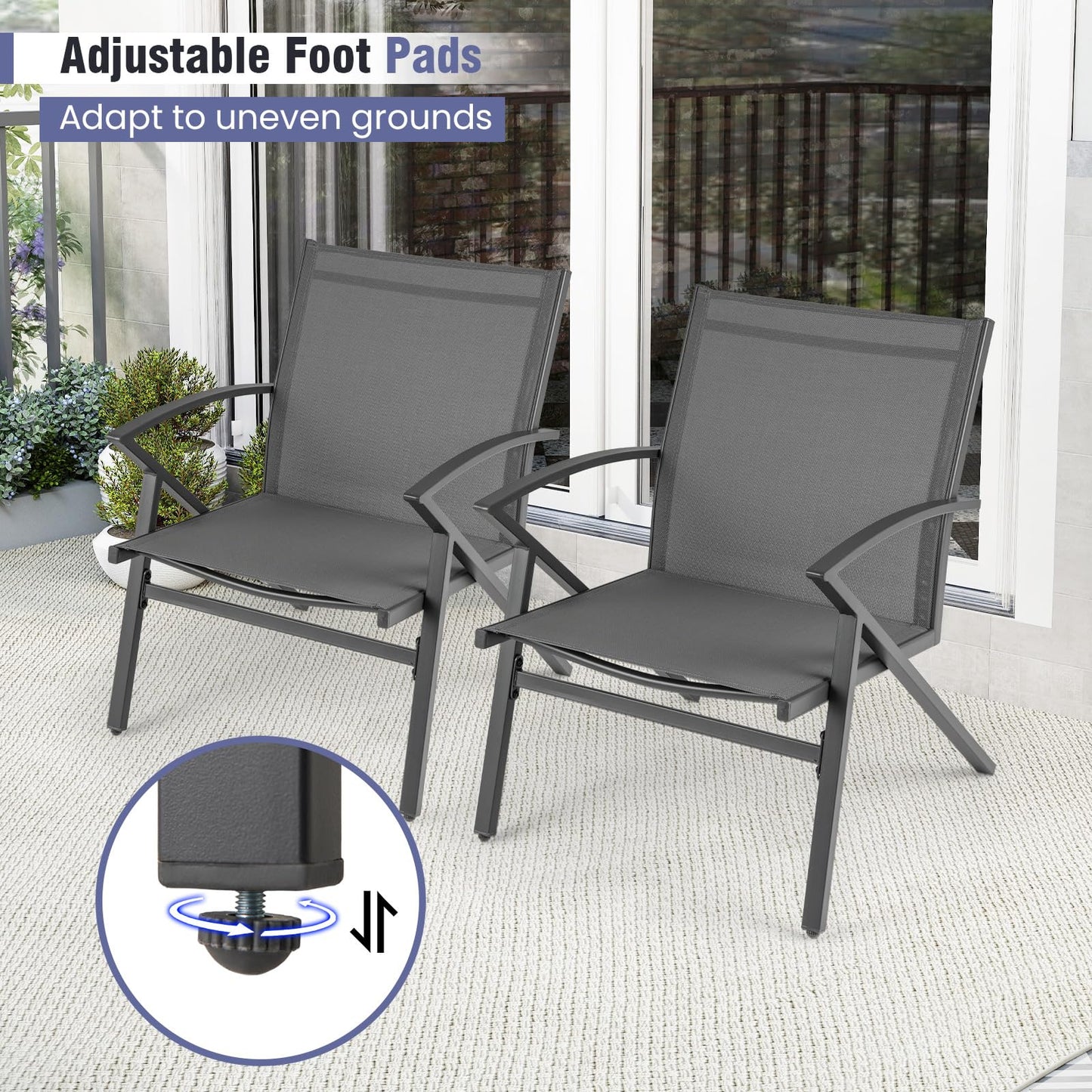 Tangkula Chaise de patio, lot de 2 ou 4, avec cadre en métal robuste