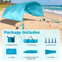 Tangkula 8 Person Wind Powered Beach Tent | 100 Sq.ft UPF50+ Lightweight Beach Sun Shelter