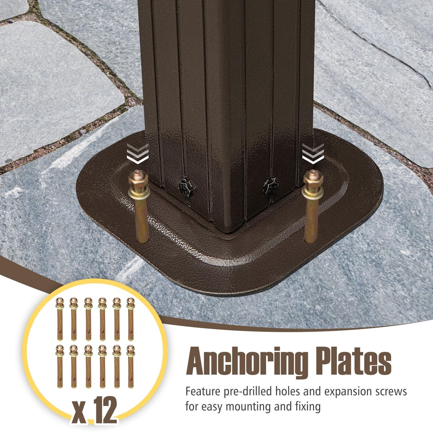 Tangkula Aluminum Frame Permanent Pavilion with Curtains