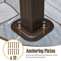 Tangkula Aluminum Frame Permanent Pavilion with Curtains