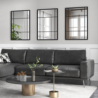 Tangkula Miroir de fenêtre rectangulaire 28" x 40", miroir moderne à 3 couches avec cadre métallique