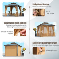 Tangkula 10 X 10 FT Hardtop Gazebo with Netting