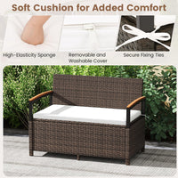 Tangkula 46 Gallon Outdoor Bench with Storage for Porch Backyard Poolside