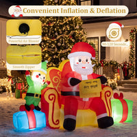 Tangkula Christmas Inflatable Santa Claus on Sofa with Elf & Gift Boxes