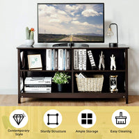 Meuble TV pour téléviseurs jusqu'à 55 pouces, meuble de divertissement en bois de style ferme avec cadre en X et 4 étagères de rangement ouvertes