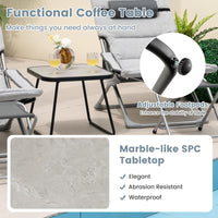 Tangkula 5 Piece Patio Sling Chair Set, Folding Beach Lawn Chairs with Ottoman & Coffee Table