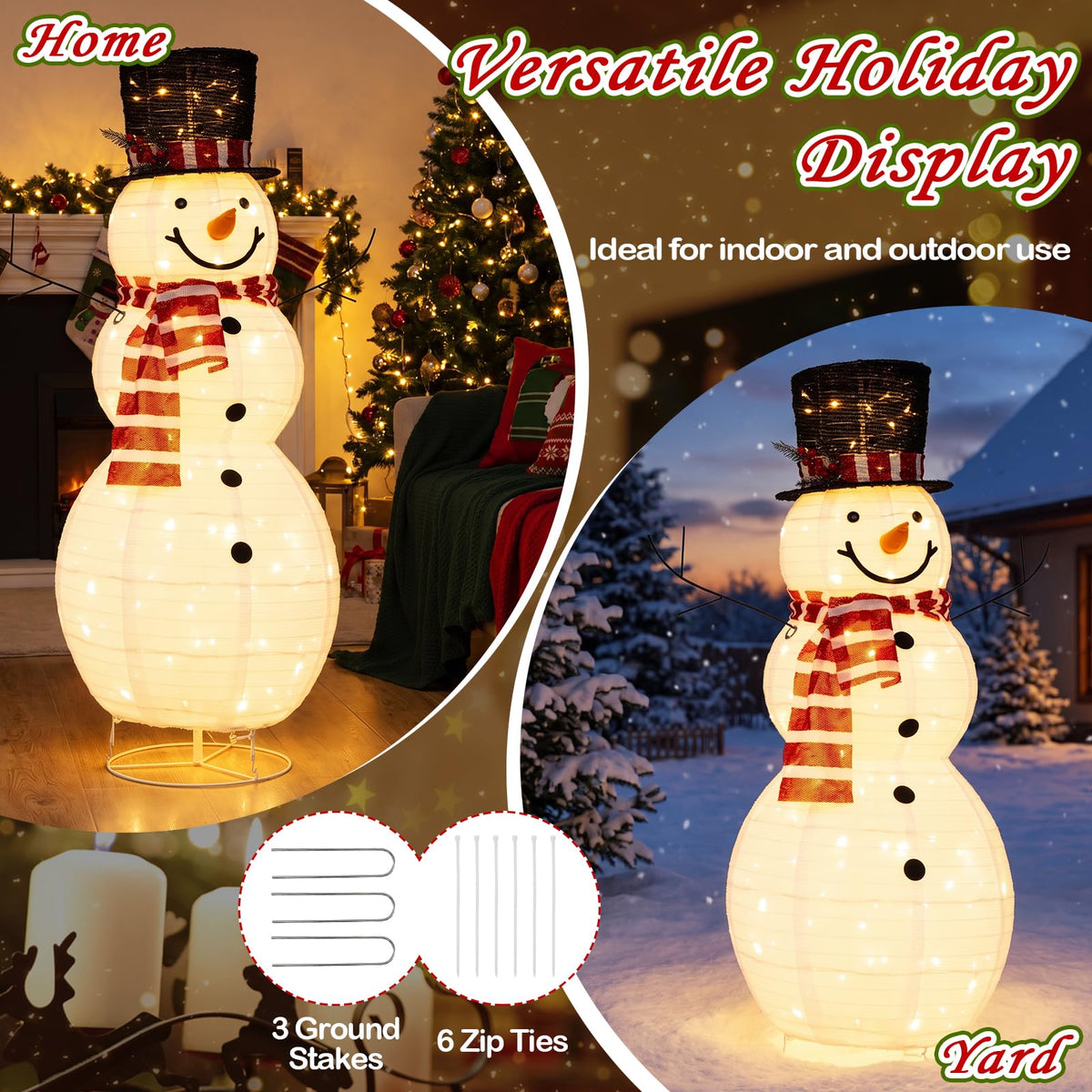 Tangkula 4.2 FT Outdoor Lighted Christmas Snowman