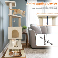Tangkula 64 Inch Multi-Level Cat Tower with 2 Large Condos & Jute Scratching Posts