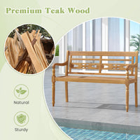 Tangkula Outdoor Bench, 2-Person Garden Bench with Wide Backrest and Curved Armrests