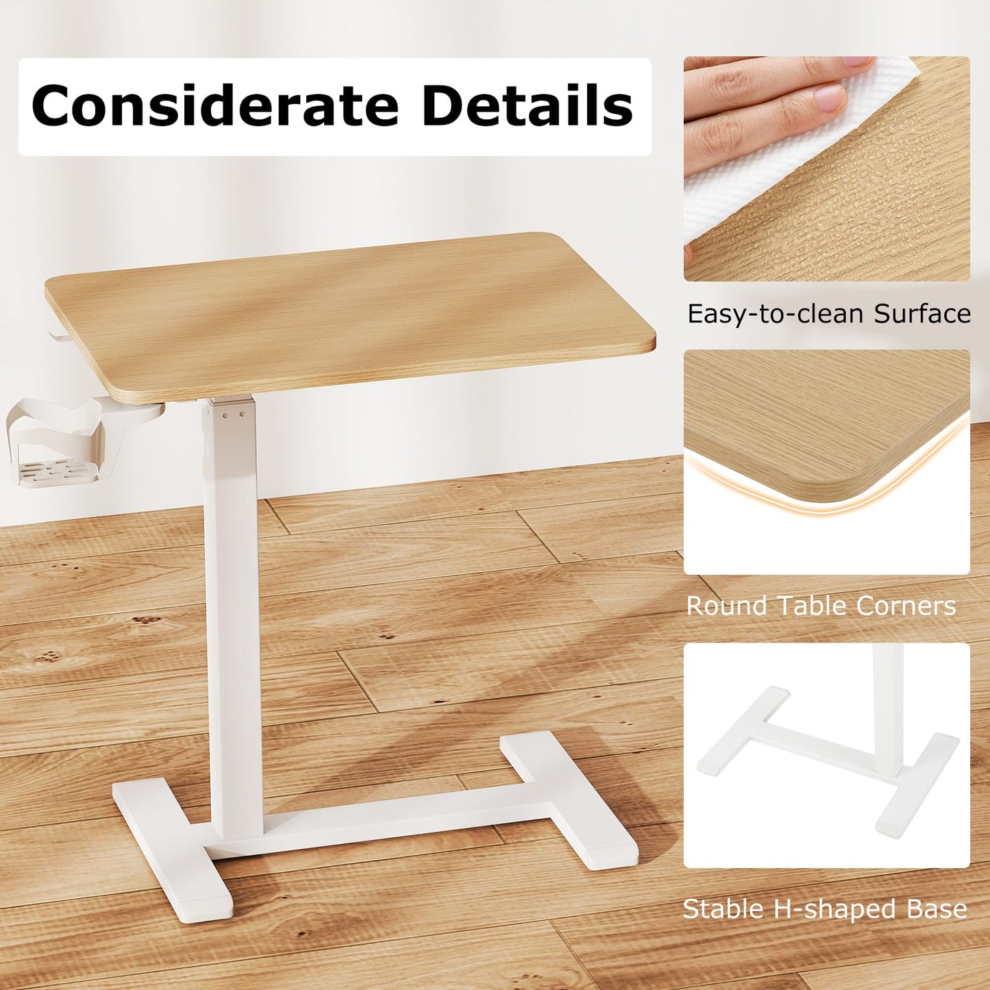 Tangkula Mobile Standing Desk Pneumatic Height Adjustable Rolling Desk